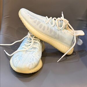 Yeezy Lightweight Sneakers in Pale Blue and Cream